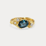 Diamond & London Blue Topaz Gold Statement Ring