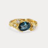 Diamond & London Blue Topaz Gold Statement Ring