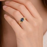 Diamond & London Blue Topaz Gold Statement Ring