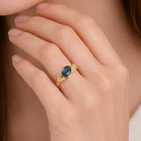 Diamond & London Blue Topaz Gold Statement Ring