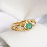 Lab-Grown Diamond & Emerald Gold Ring