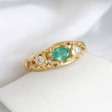Lab-Grown Diamond & Emerald Gold Ring
