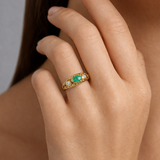 Lab-Grown Diamond & Emerald Gold Ring