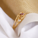 Lab-Grown Diamond & Pink Tourmaline Gold Ring