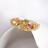 Lab-Grown Diamond & Pink Tourmaline Gold Ring