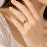 Lab-Grown Diamond & Pink Tourmaline Gold Ring