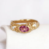 Organic Lab-Grown Diamond & Pink Tourmaline Gold Ring