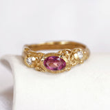Organic Lab-Grown Diamond & Pink Tourmaline Gold Ring