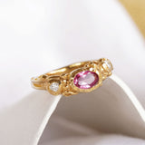 Organic Lab-Grown Diamond & Pink Tourmaline Gold Ring
