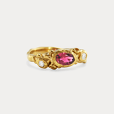 Organic Lab-Grown Diamond & Pink Tourmaline Gold Ring