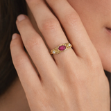 Organic Lab-Grown Diamond & Pink Tourmaline Gold Ring
