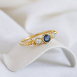 Dainty Lab-Grown Diamond & Sapphire Gold Ring