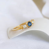 Dainty Lab-Grown Diamond & Sapphire Gold Ring