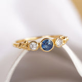Dainty Lab-Grown Diamond & Sapphire Gold Ring