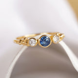 Dainty Lab-Grown Diamond & Sapphire Gold Ring