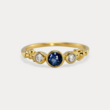 Dainty Lab-Grown Diamond & Sapphire Gold Ring