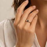 Dainty Lab-Grown Diamond & Sapphire Gold Ring