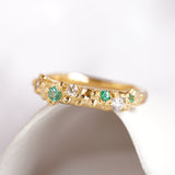 Intricate Lab-Grown Diamond & Emerald Ring