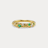 Intricate Lab-Grown Diamond & Emerald Ring