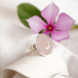 Oval Rose Quartz and Sterling Silver Statement Ring
