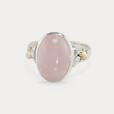 Oval Rose Quartz and Sterling Silver Statement Ring