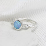 Elegant Sterling Silver and Round Opal Ring