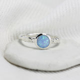 Elegant Sterling Silver and Round Opal Ring