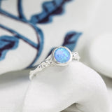 Elegant Sterling Silver and Round Opal Ring