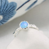 Elegant Sterling Silver and Round Opal Ring
