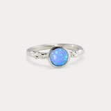 Elegant Sterling Silver and Round Opal Ring