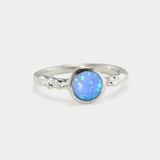 Elegant Sterling Silver and Round Opal Ring