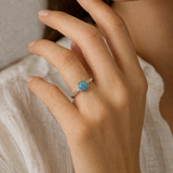 Elegant Sterling Silver and Round Opal Ring