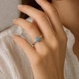 Elegant Sterling Silver and Round Opal Ring