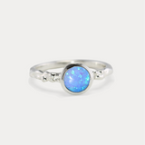 Elegant Sterling Silver and Round Opal Ring