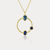 Kyanite Trinity Gold Pendant Necklace | Handmade Jewellery