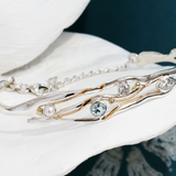 Blue Topaz, White Cubic Zirconia & Pearl Bracelet