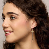 Floral Mixed Metal Drop Earrings