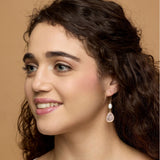 Gold Vermeil Pearl and Rose Quartz Drop Earrings