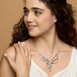 Statement Sterling Silver Necklace with Green Amethyst and Pearl