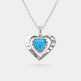 Dainty Opal Heart Necklace in Sterling Silver