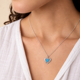 Dainty Opal Heart Necklace in Sterling Silver
