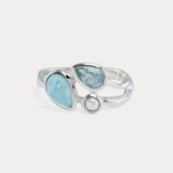 Larimar, Blue Topaz and Freshwater Pearl Trio Ring