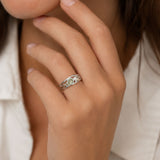 Teardrop Green Amethyst and Pearl Silver Ring