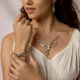 Statement Sterling Silver Necklace with Green Amethyst and Pearl