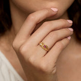 Lab-Grown Diamond & Pink Tourmaline Gold Ring