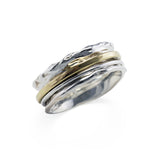 Organic Brass and Sterling Silver Spinner Ring