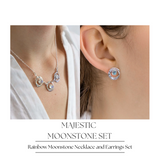 Majestic Rainbow Moonstone Necklace and Earrings Set