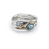 Freshwater Pearl and Teardrop Blue Topaz Ring