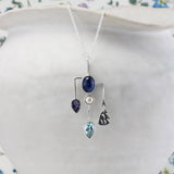 Kyanite, Iolite, Pearl, and Blue Topaz Contemporary Gemstone Necklace