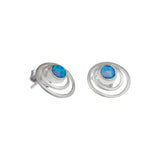 Handmade Sterling Silver Fire Opal Stud Earrings with Satin Finish